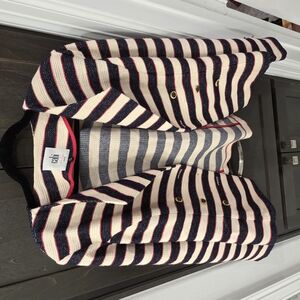 Chic Striped Kids Jacket - Navy, Red, and White